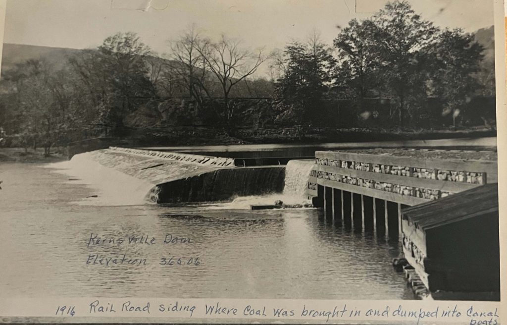 1916 Photo of the Kernsville Dam where the transported coal in boats