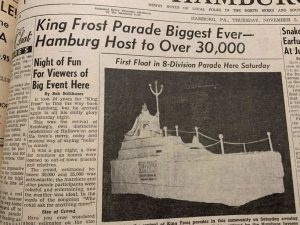 king frost parade news article from 1964 with photo of king frost