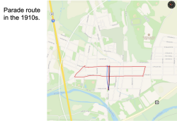 Original parade route through town. Back then, the local highways ran straight through town.