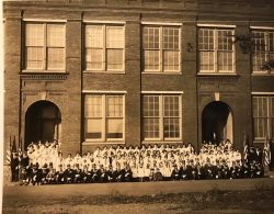 A picture of the Burkey’s employees. Unknown year.