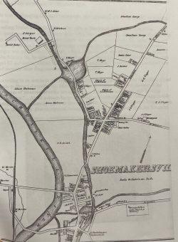 Map of Shoemakersville showing where canal went through town